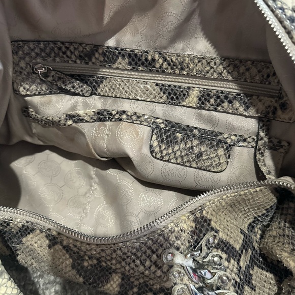 Michael Kors Snakeskin Patterned Hobo Shoulder Bag Purse AS IS - Picture 10 of 16